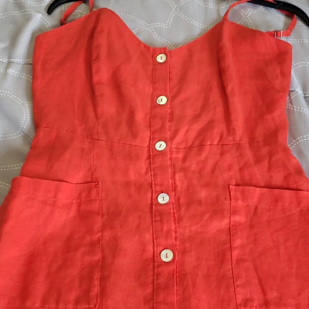 Cynthia Rowley 100% Red Linen Dress - Picture 3 of 6